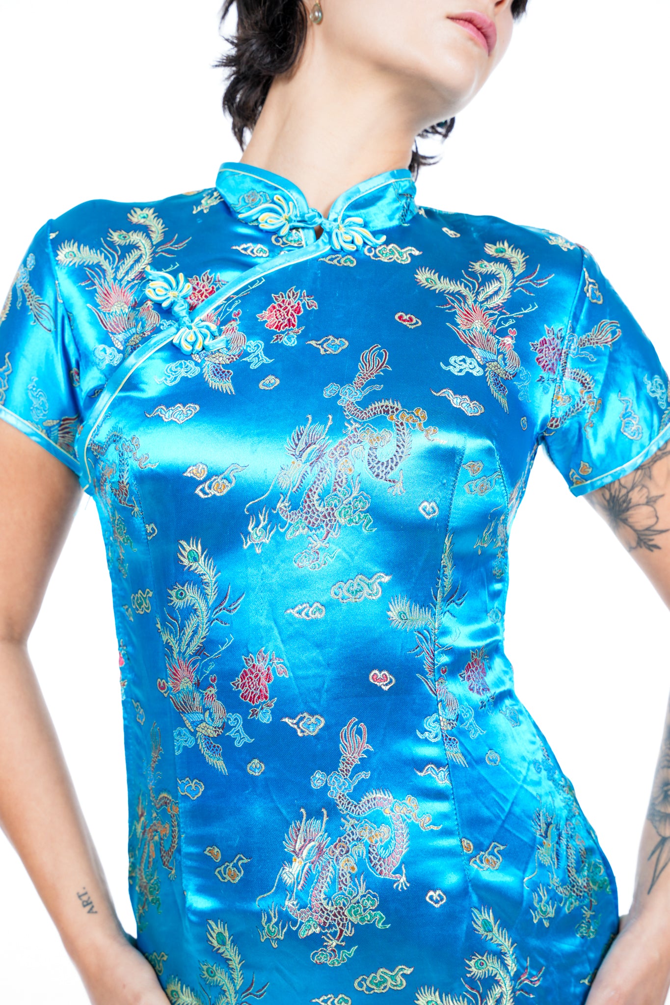 Vintage Short Blue Qipao