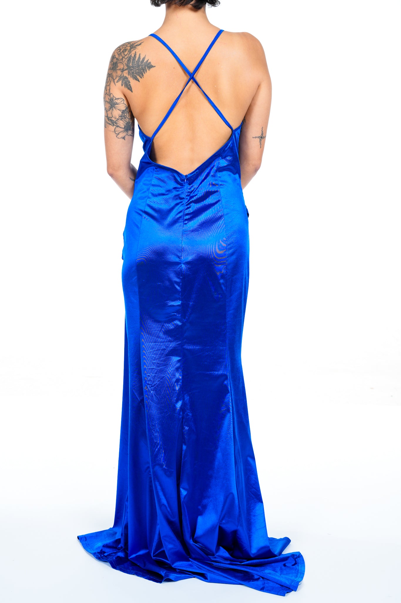 1980s Silky Blue Tiered Maxi