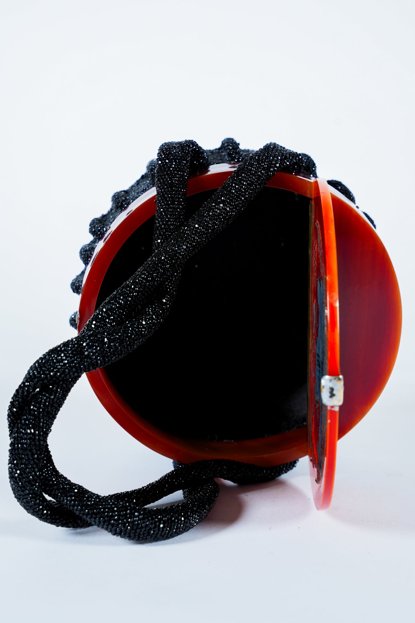 Engraved Beaded Lucite Top Purse