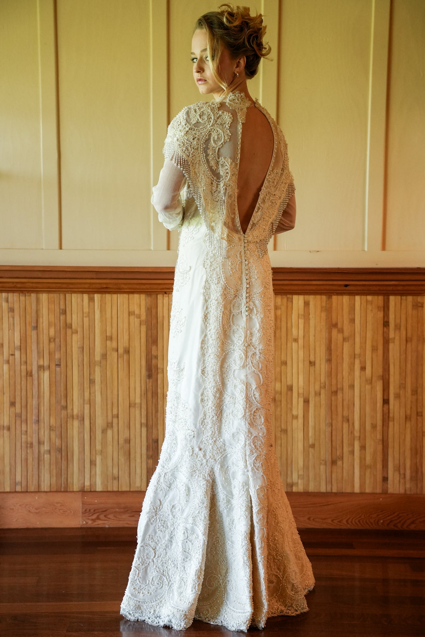 1990s Full Beaded Wedding Dress