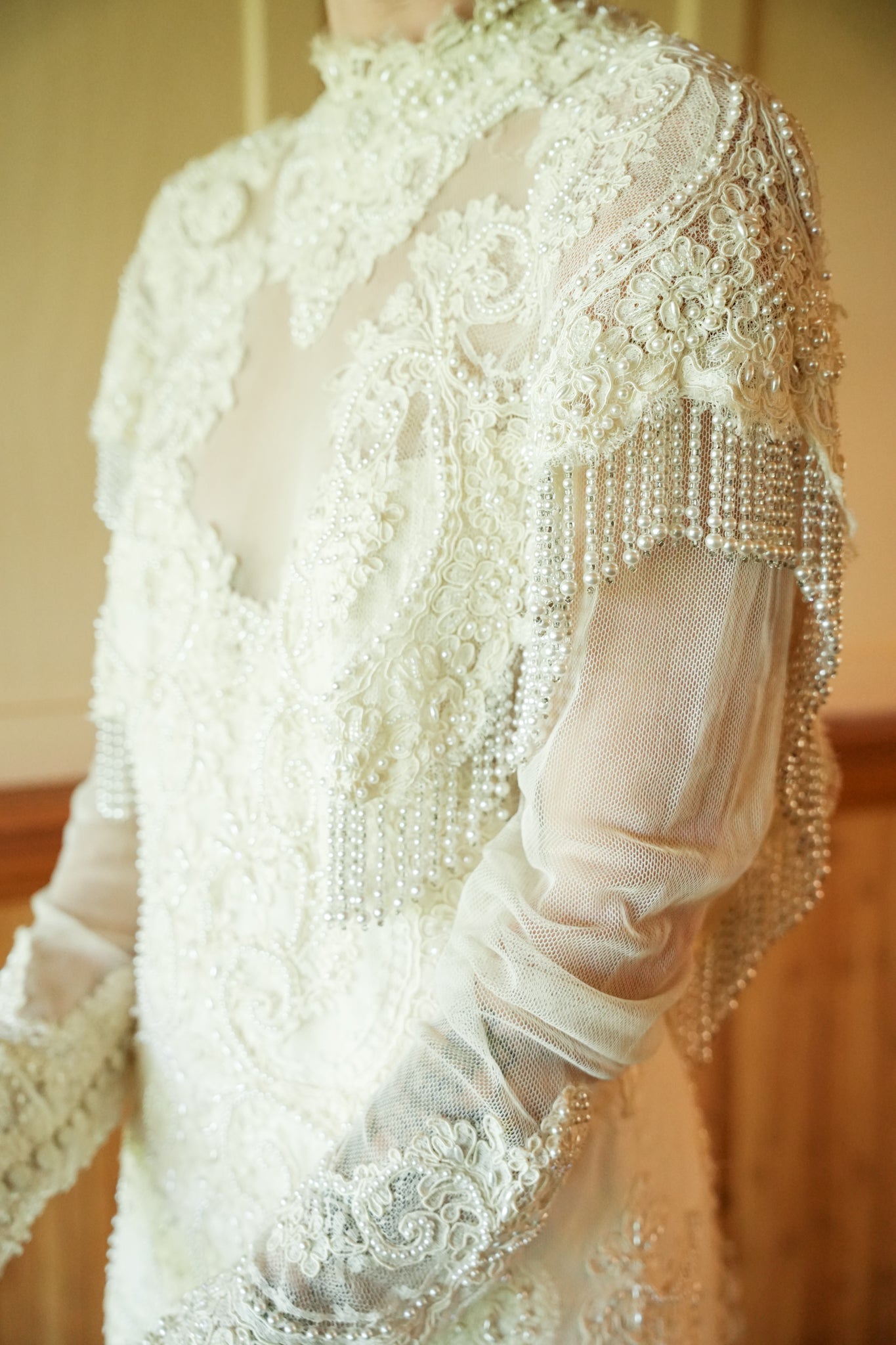 1990s Full Beaded Wedding Dress