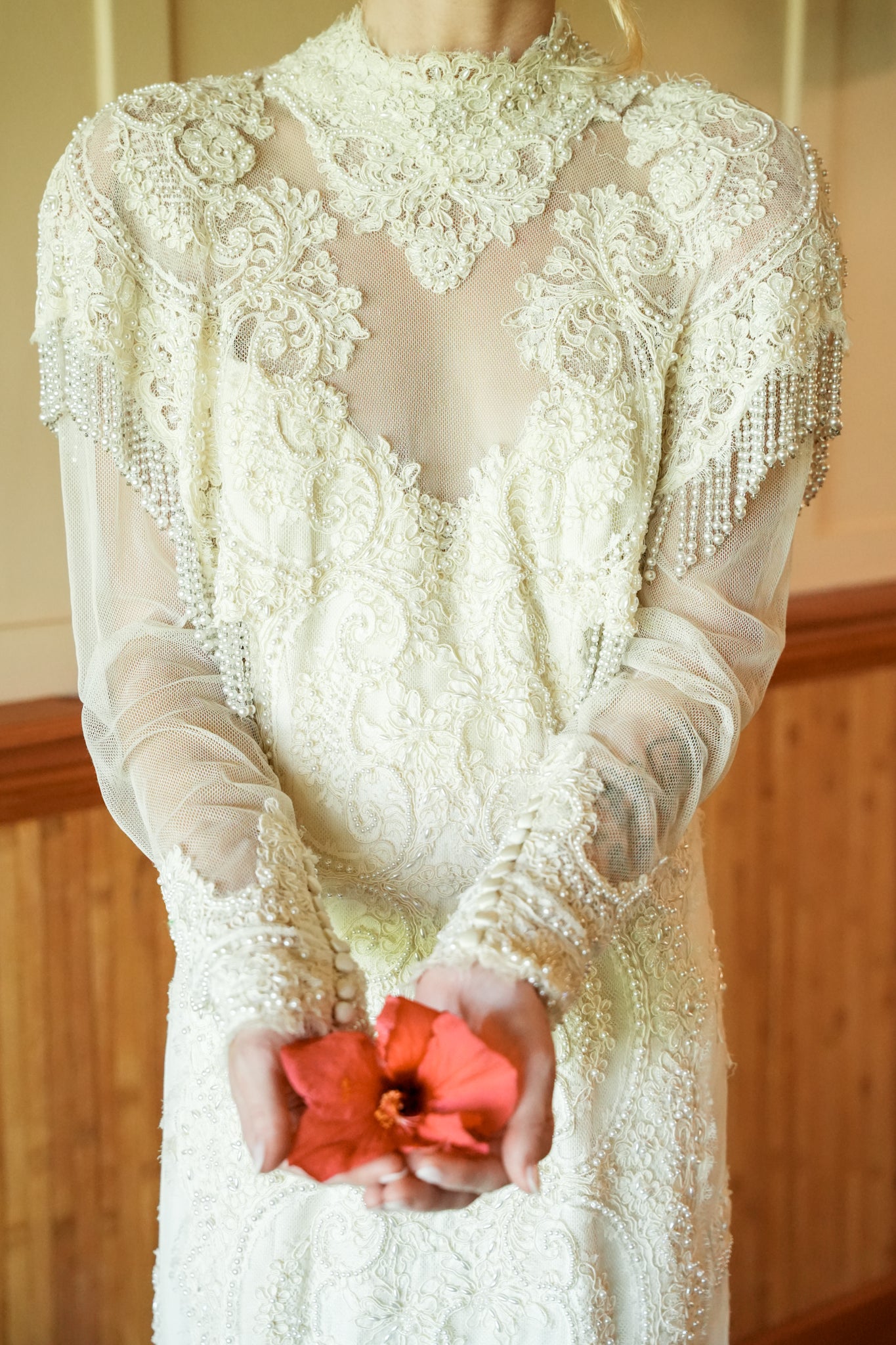 1990s Full Beaded Wedding Dress