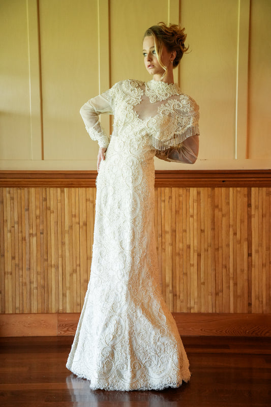 1990s Full Beaded Wedding Dress