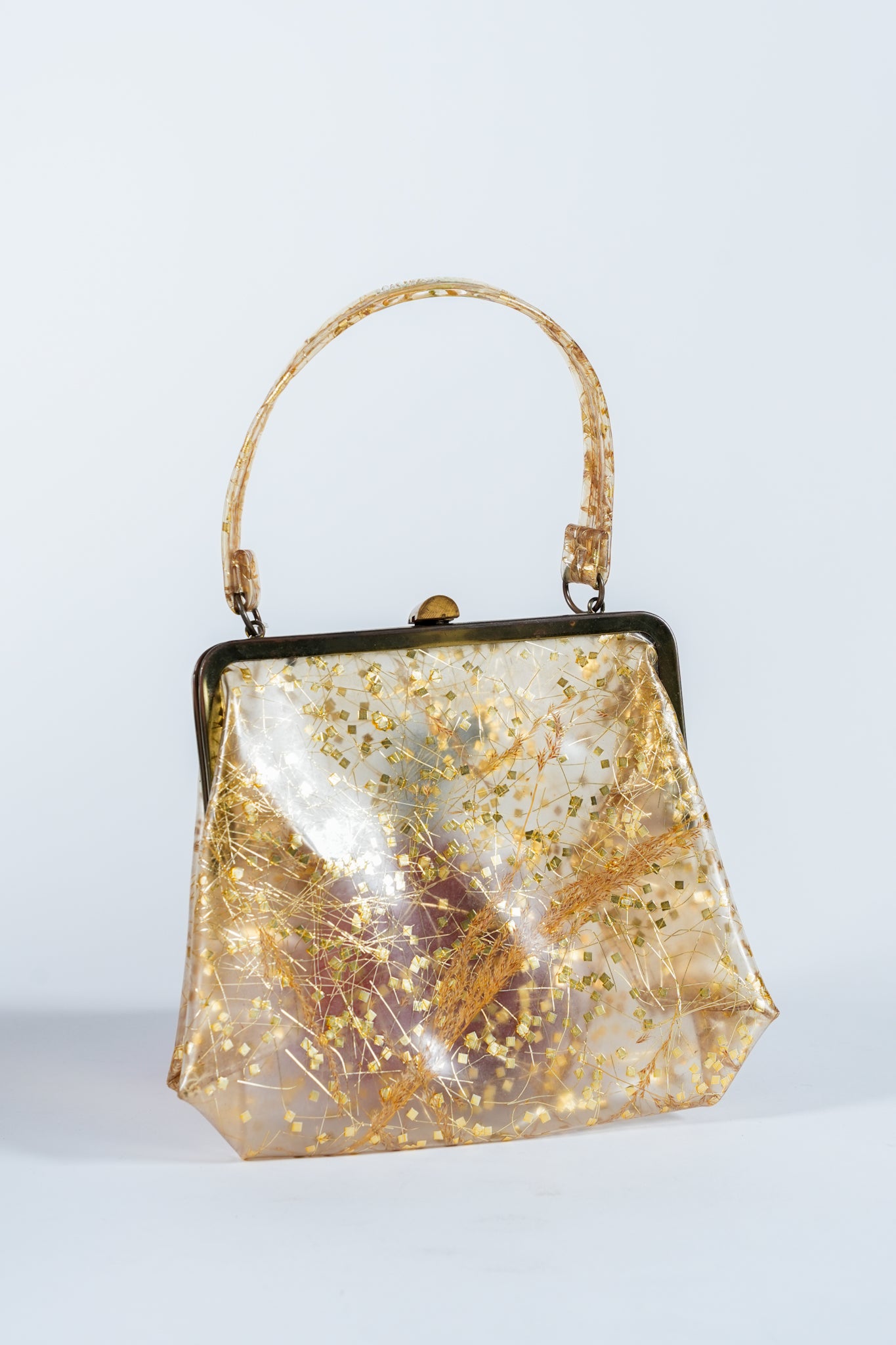 1950s Plastic Purse with Gold Flecks and Wheat