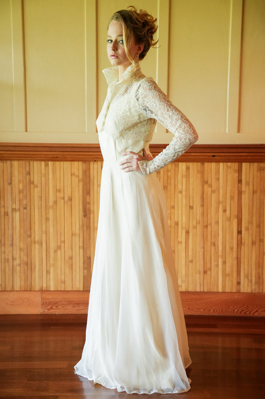 Cream Wedding Gown With Lace Bolero