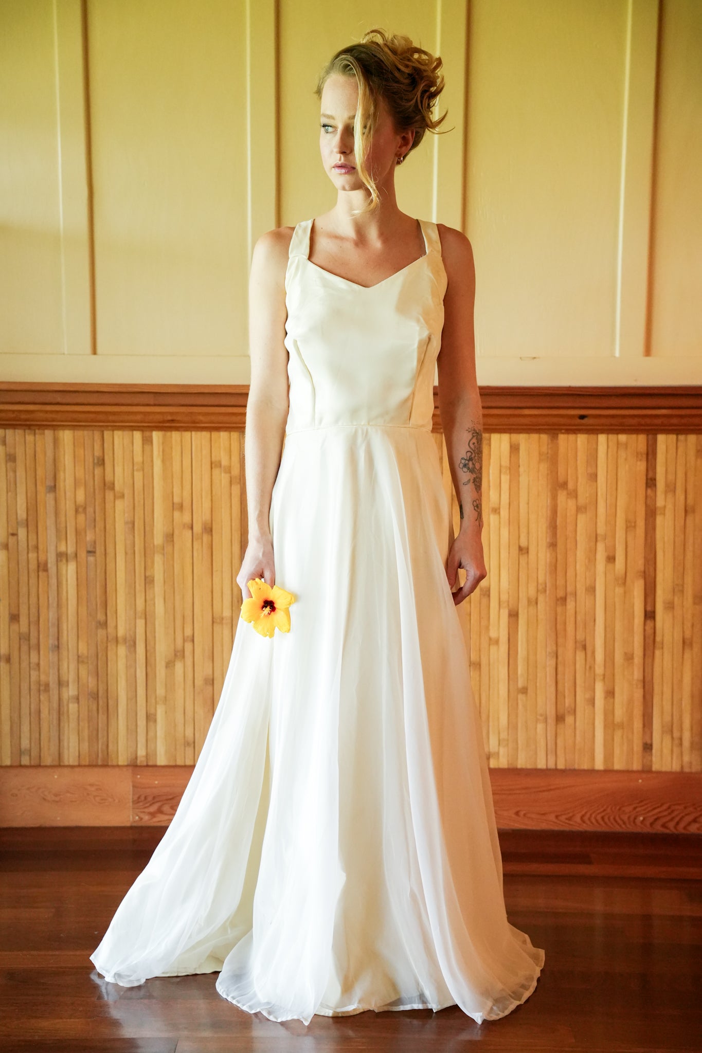 Cream Wedding Gown With Lace Bolero