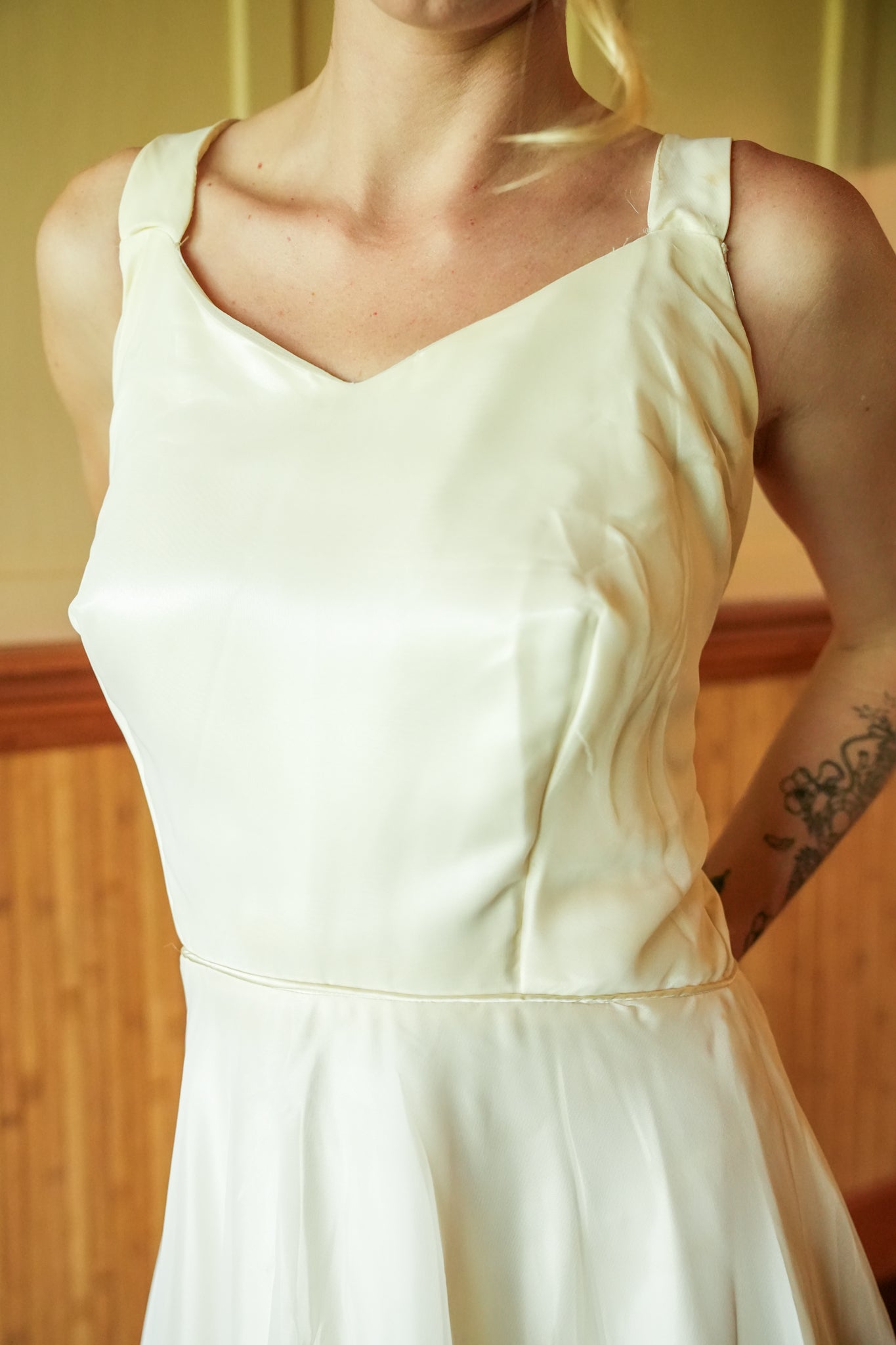 Cream Wedding Gown With Lace Bolero