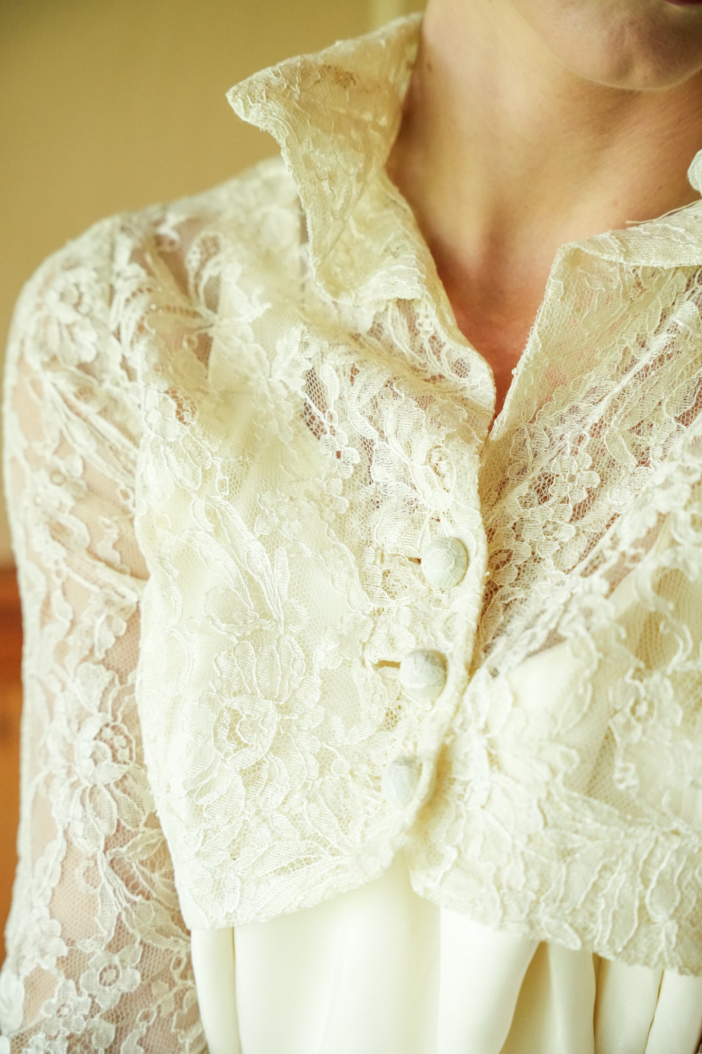 Cream Wedding Gown With Lace Bolero