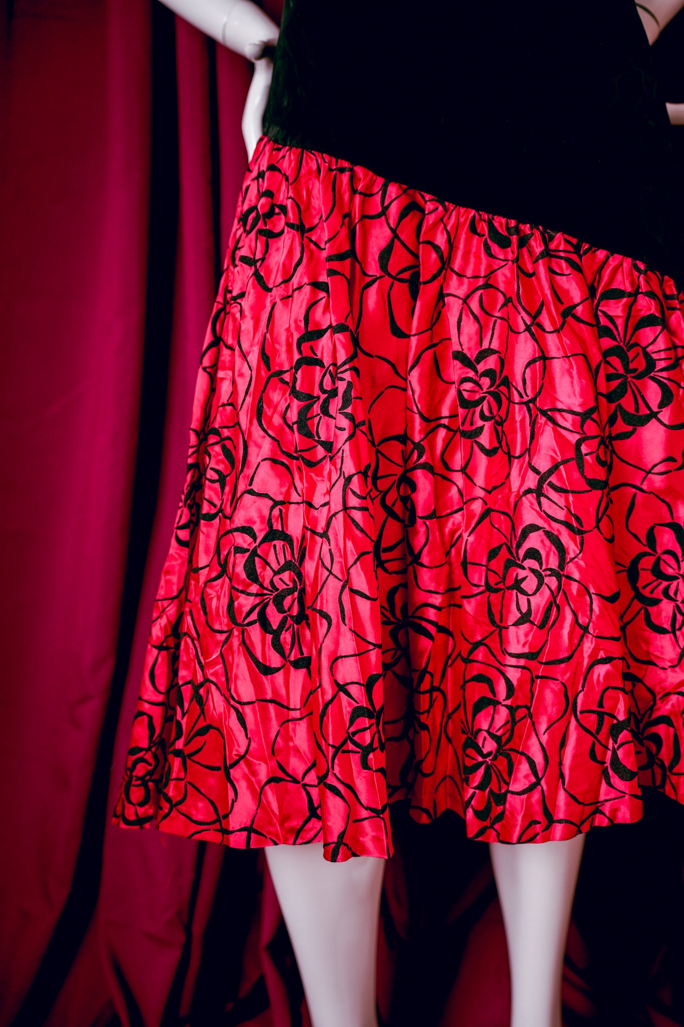 1980s Red Velvet Gown