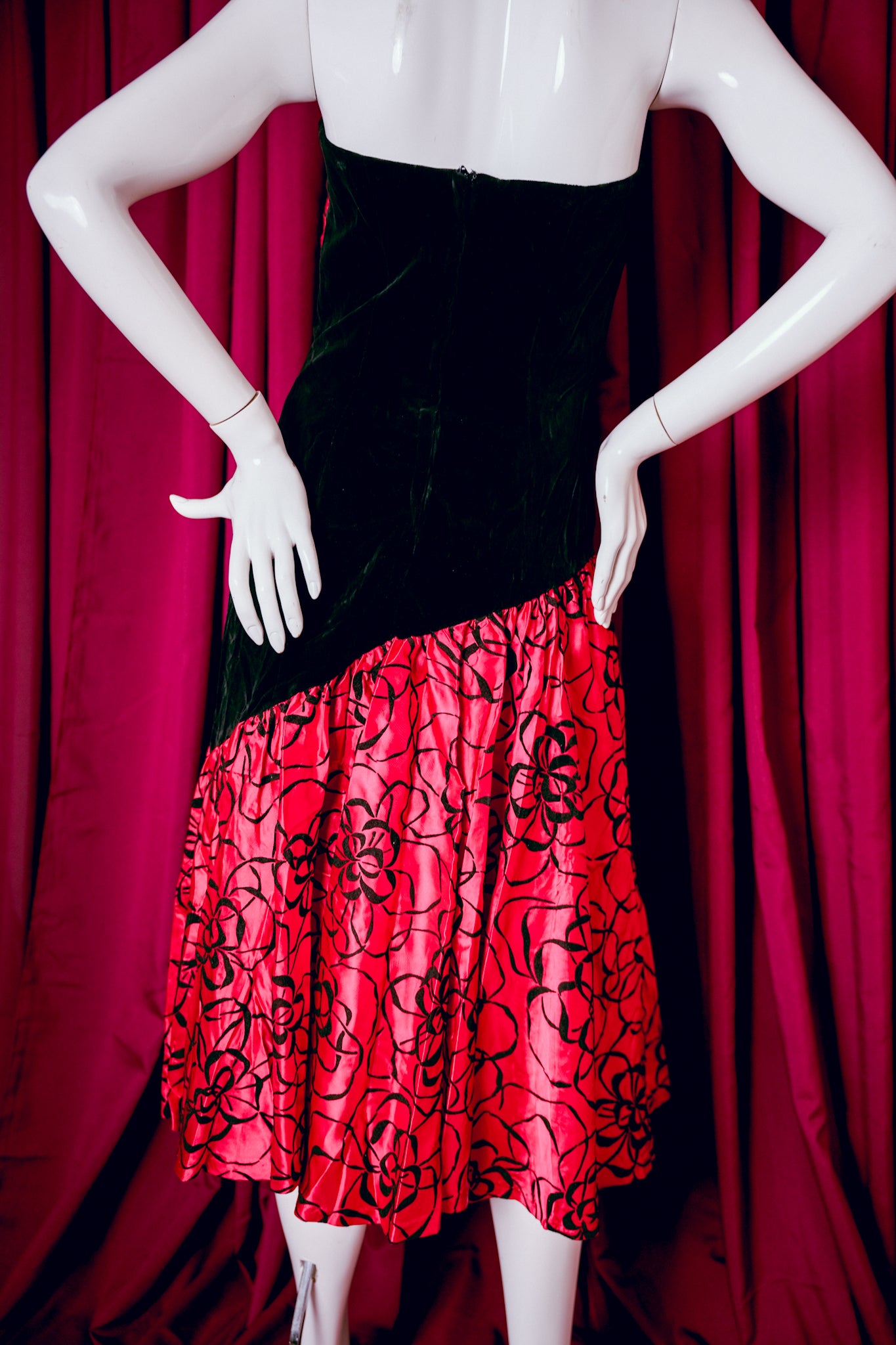 1980s Red Velvet Gown