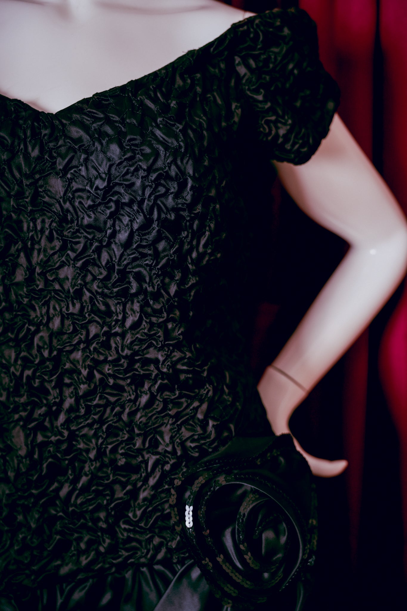 1980s Union Made Black Party Dress