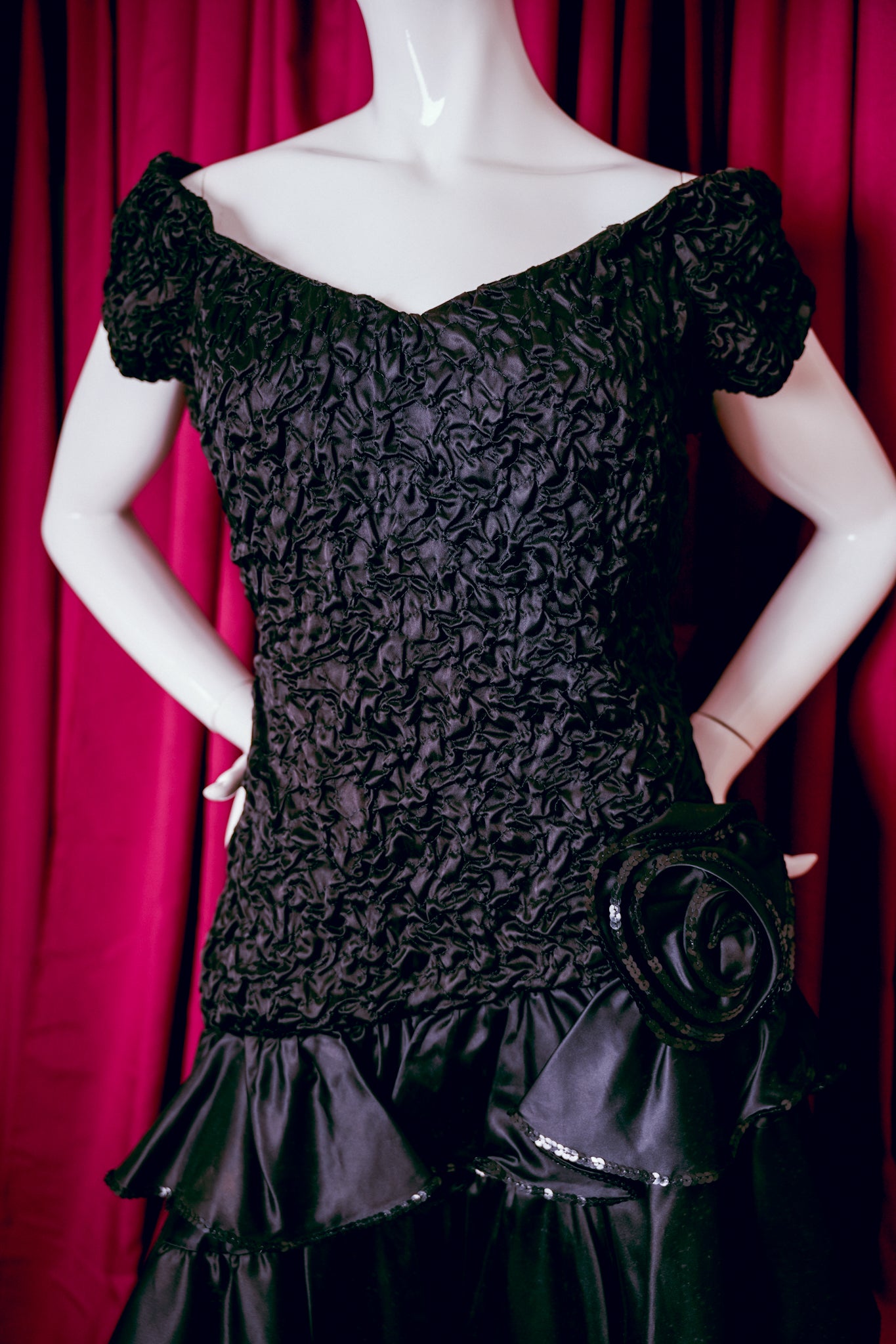 1980s Union Made Black Party Dress