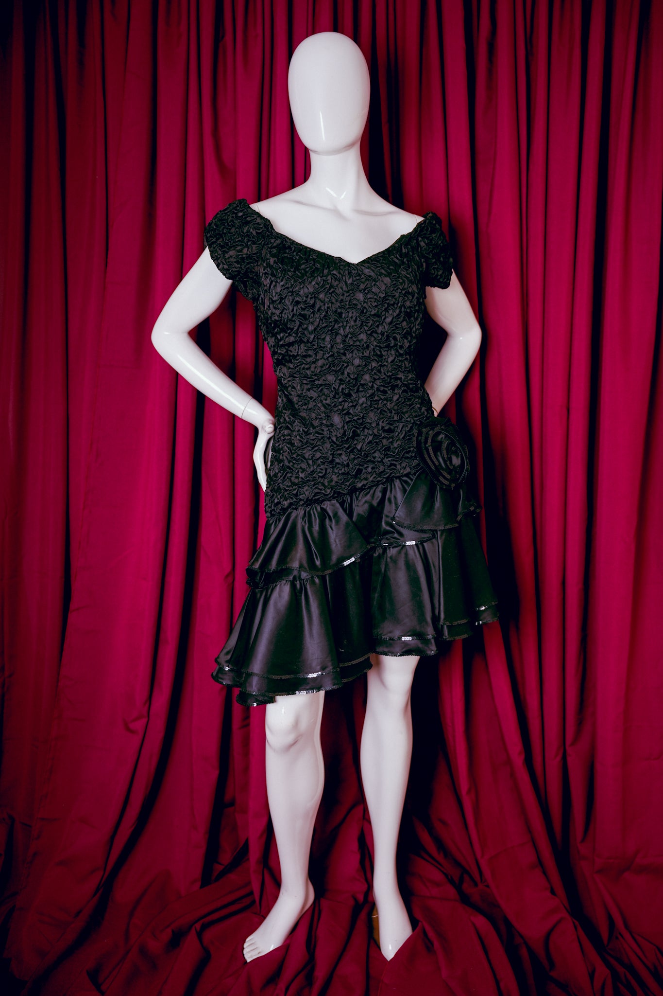 1980s Union Made Black Party Dress