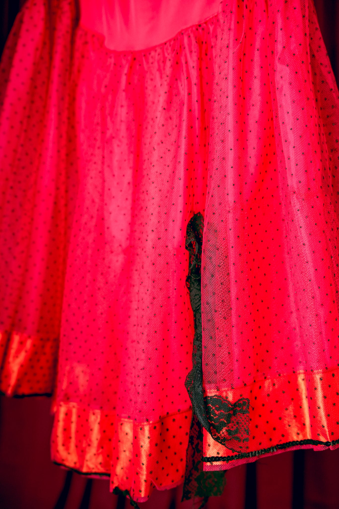 Vintage Red Polka Dot Tulle Skirt