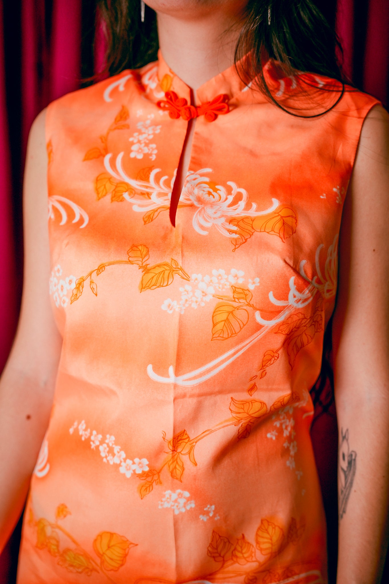 Vintage Sunset Orange Qipao