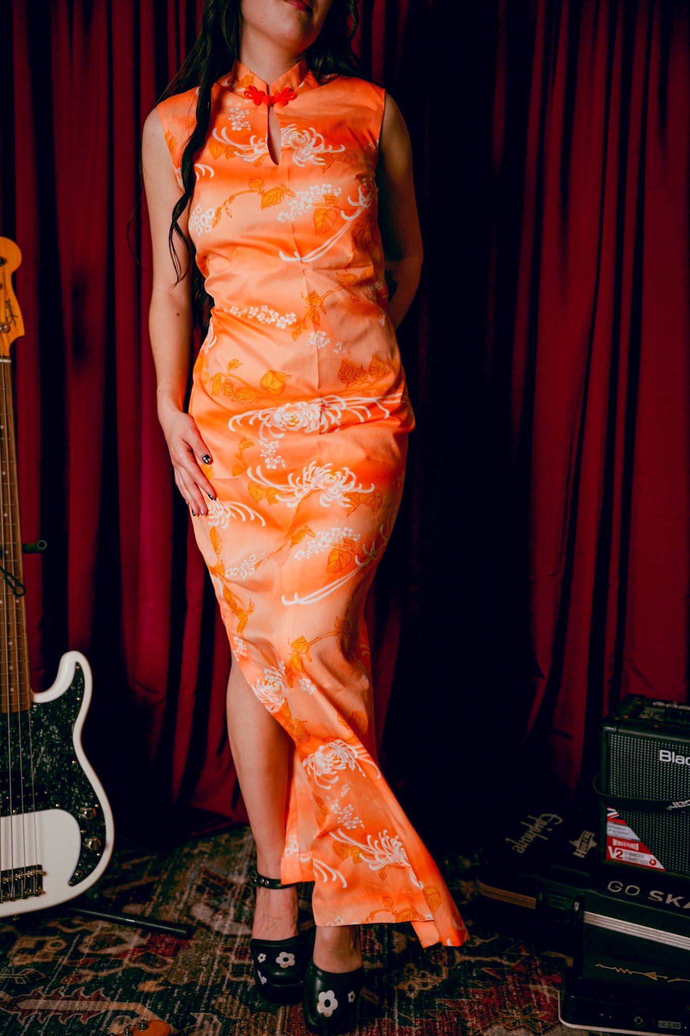 Vintage Sunset Orange Qipao