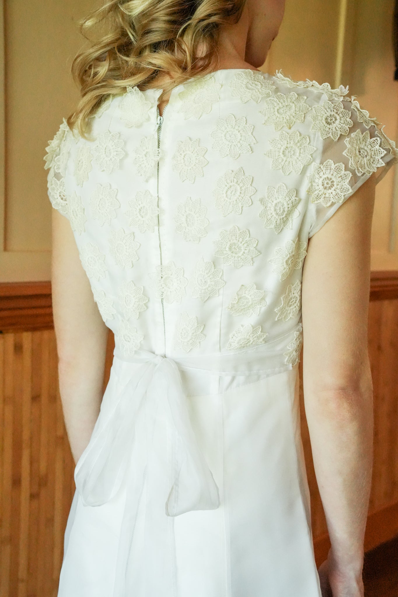 1960's Handmade Floral Bodice Wedding Dress