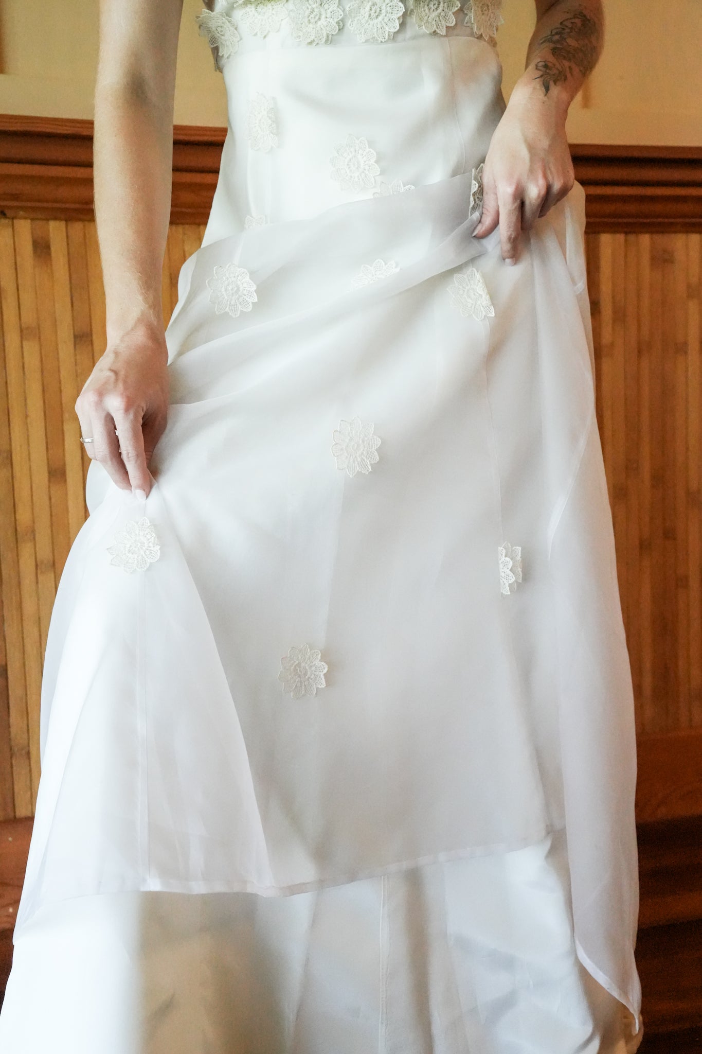 1960's Handmade Floral Bodice Wedding Dress