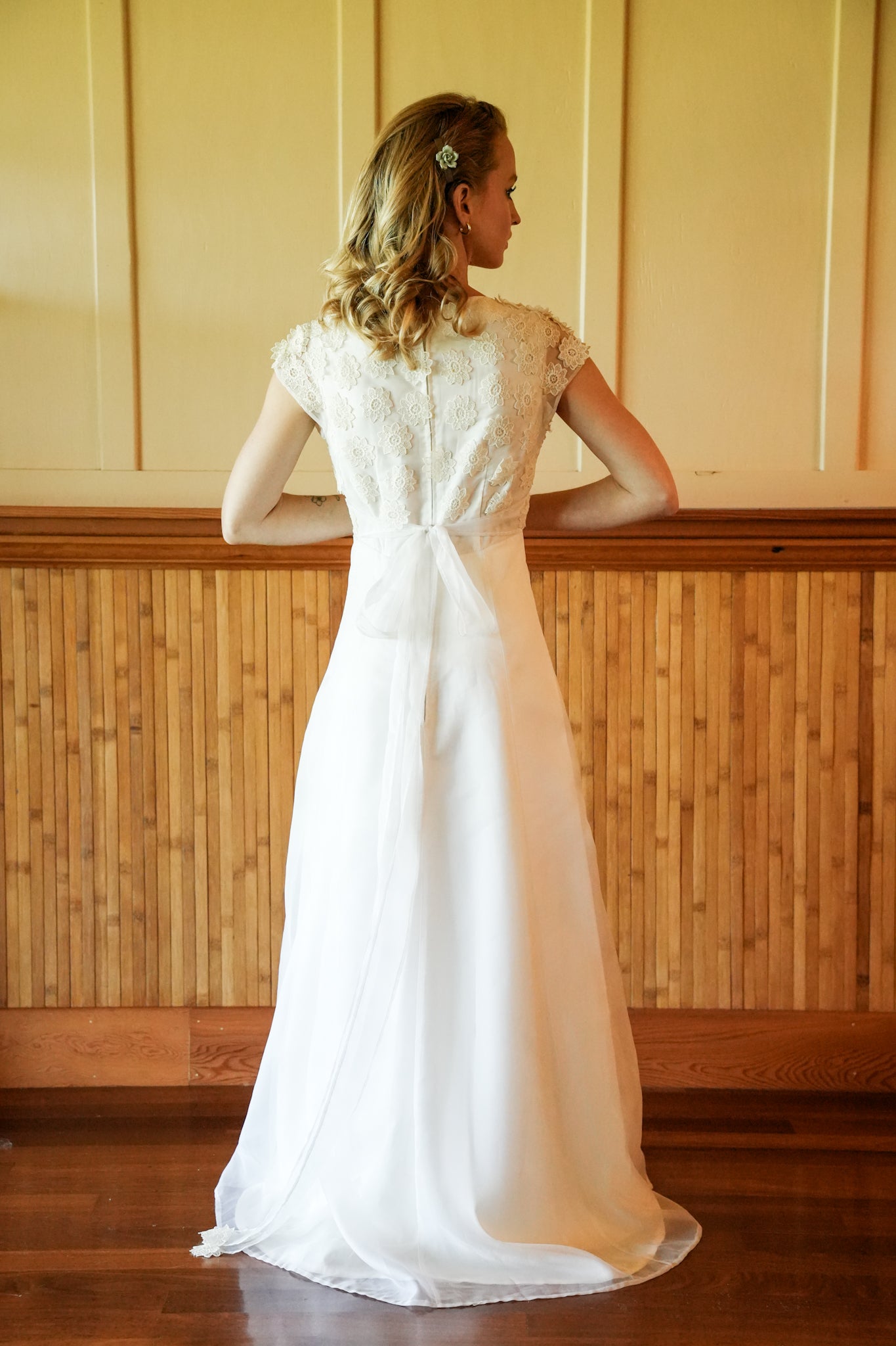 1960's Handmade Floral Bodice Wedding Dress