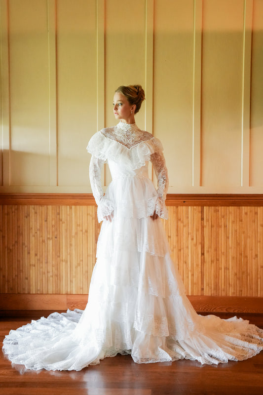 Vintage Edwardian Layered Wedding Gown