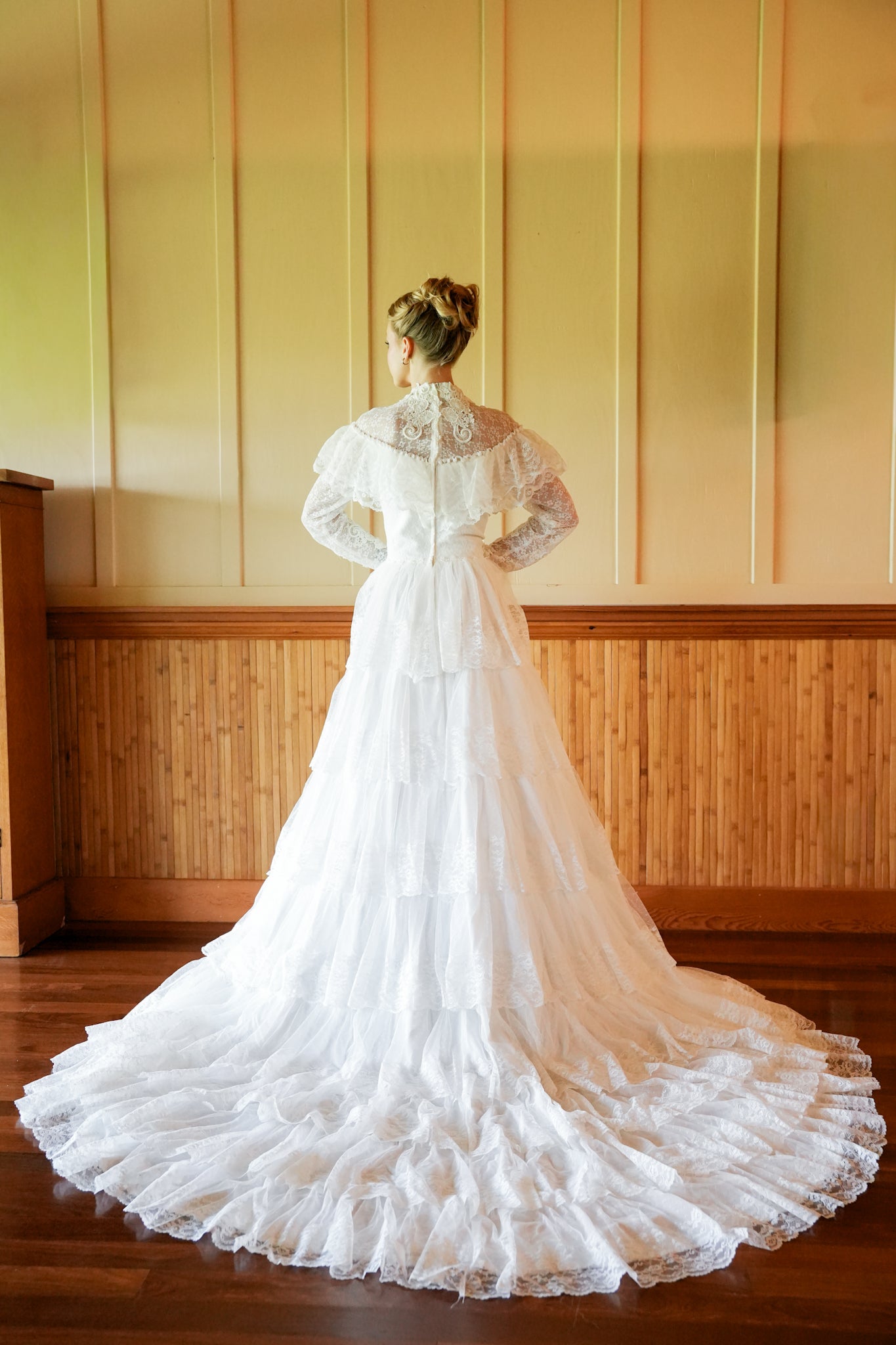 Vintage Edwardian Layered Wedding Gown