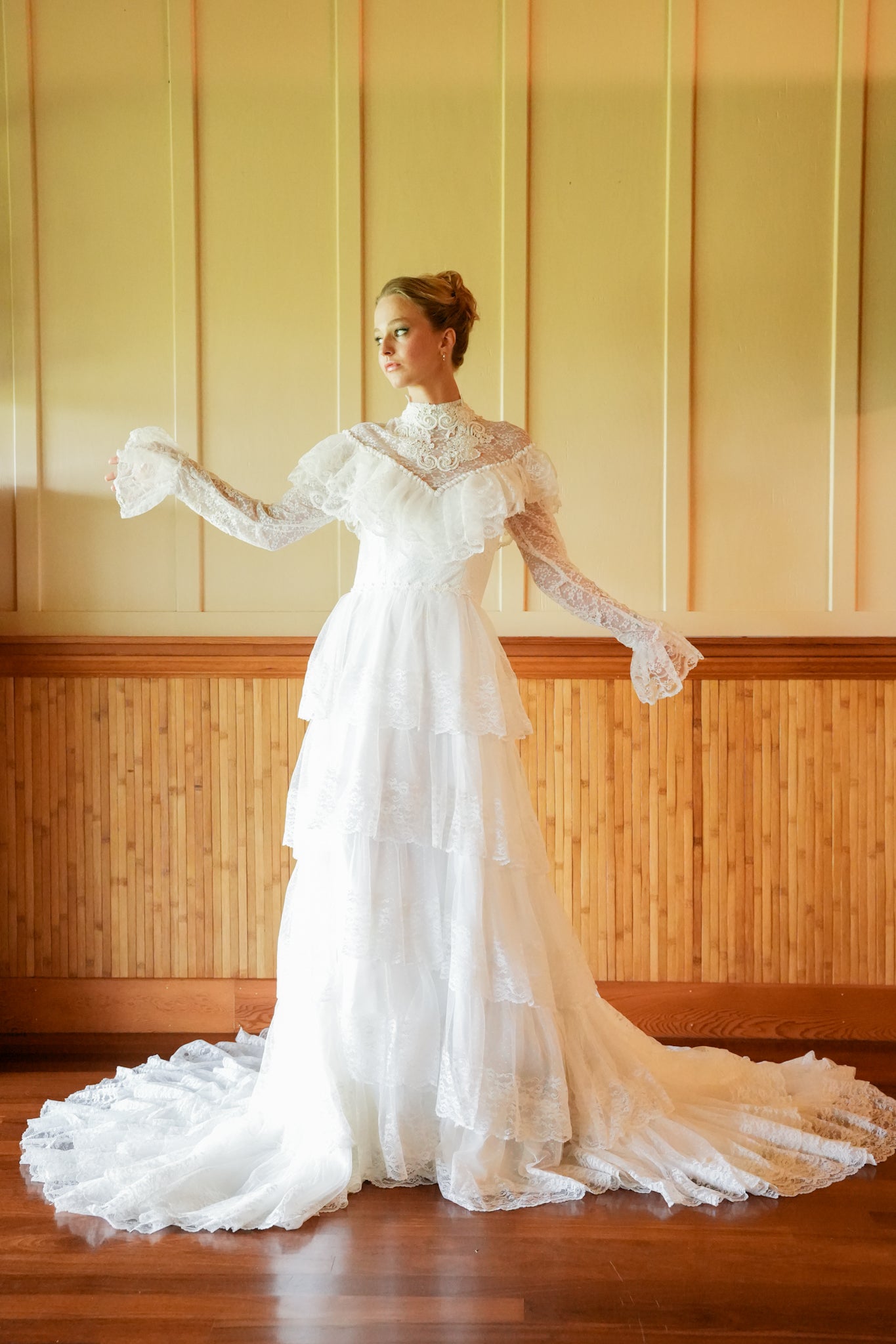 Vintage Edwardian Layered Wedding Gown