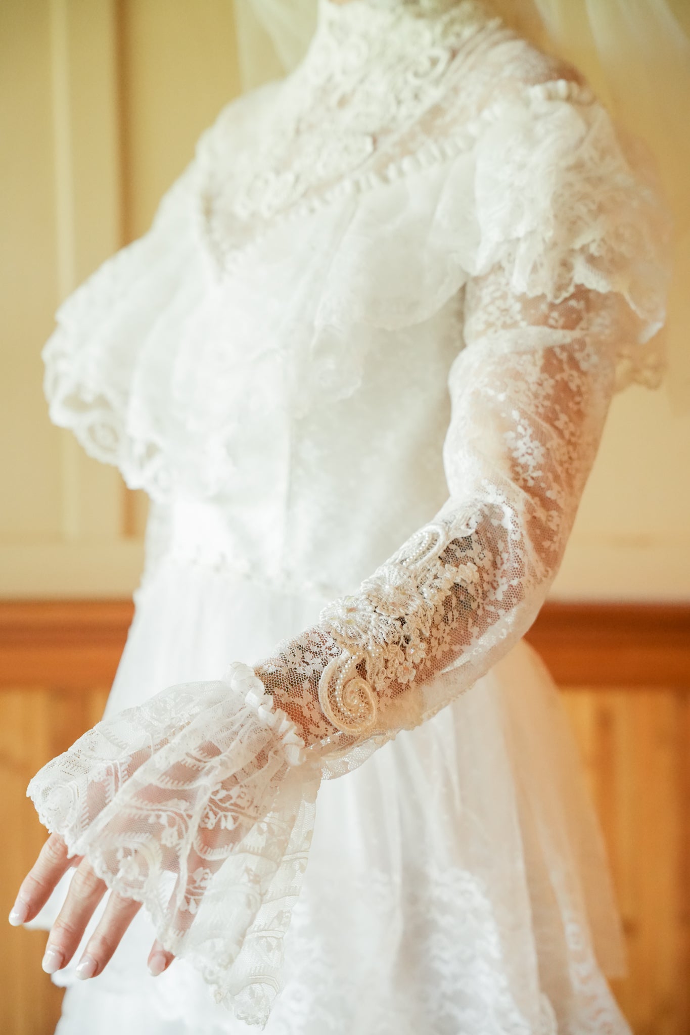 Vintage Edwardian Layered Wedding Gown
