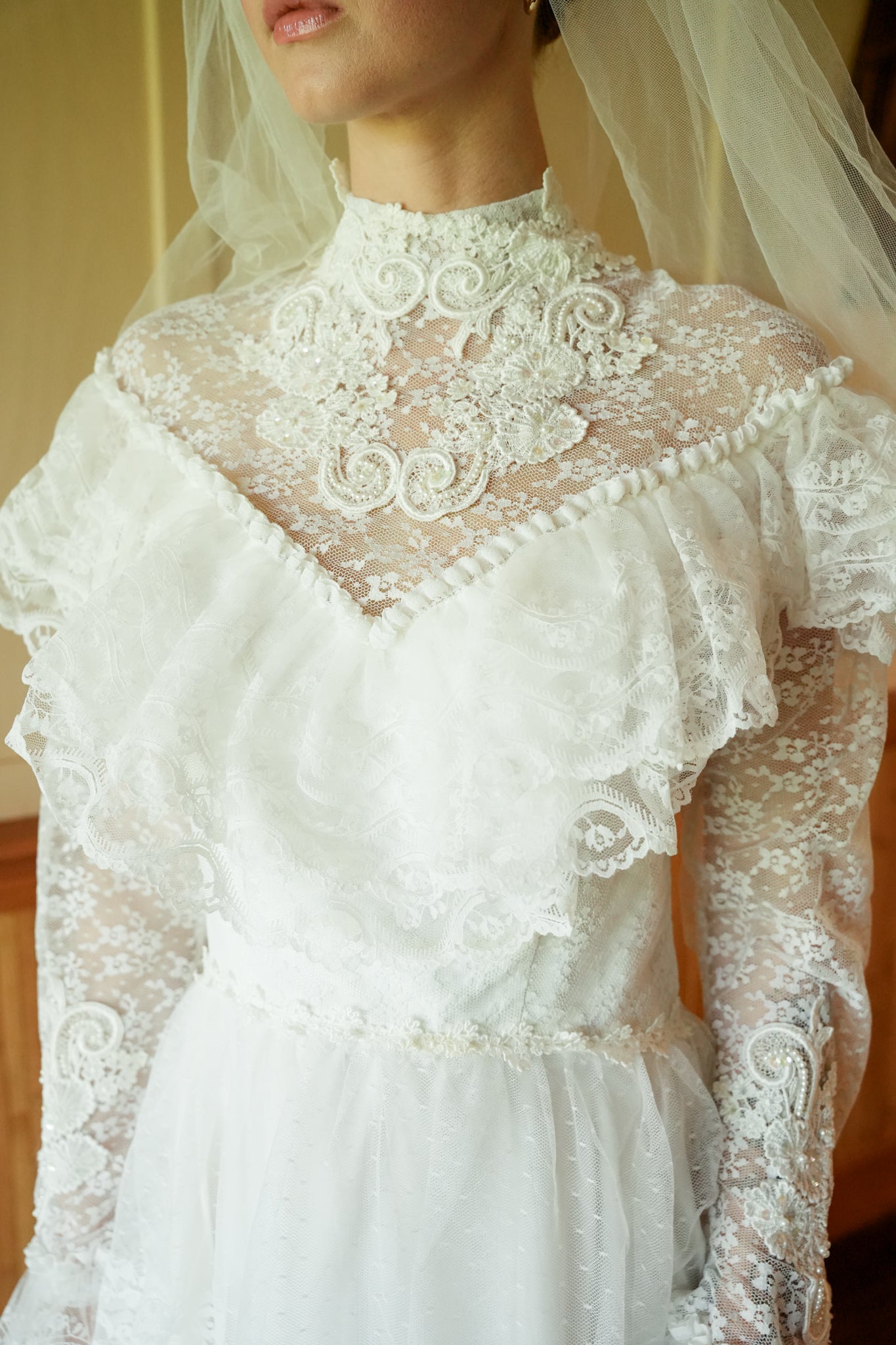 Vintage Edwardian Layered Wedding Gown