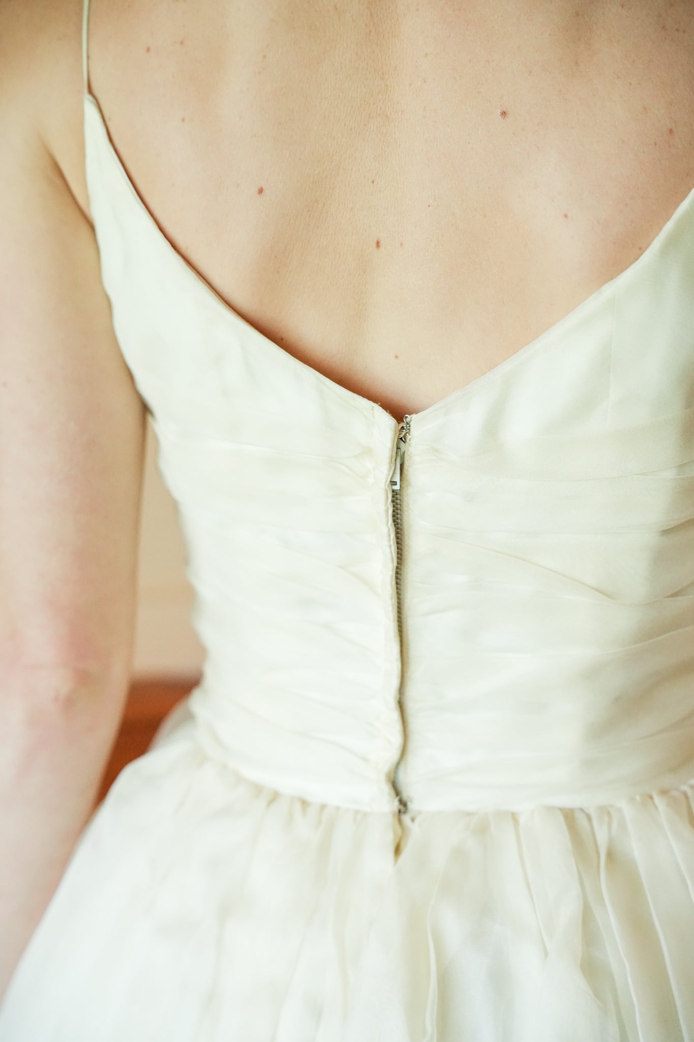 Champagne Rouched Wedding Gown