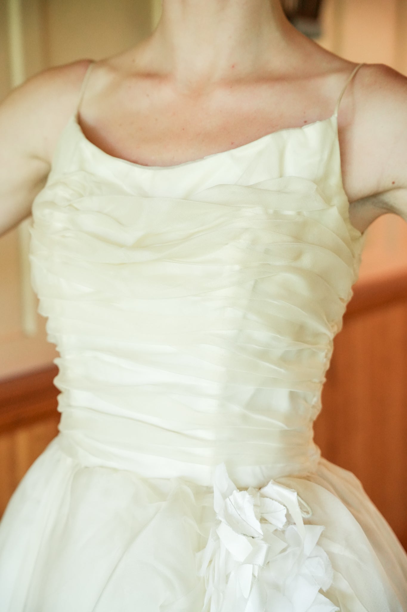 Champagne Rouched Wedding Gown