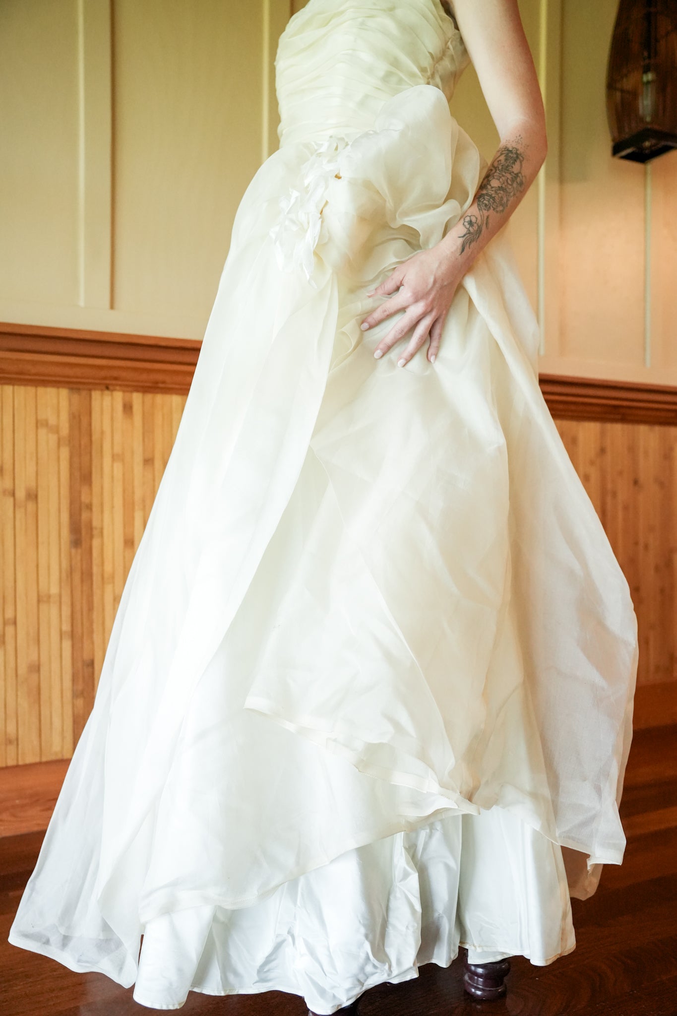 Champagne Rouched Wedding Gown
