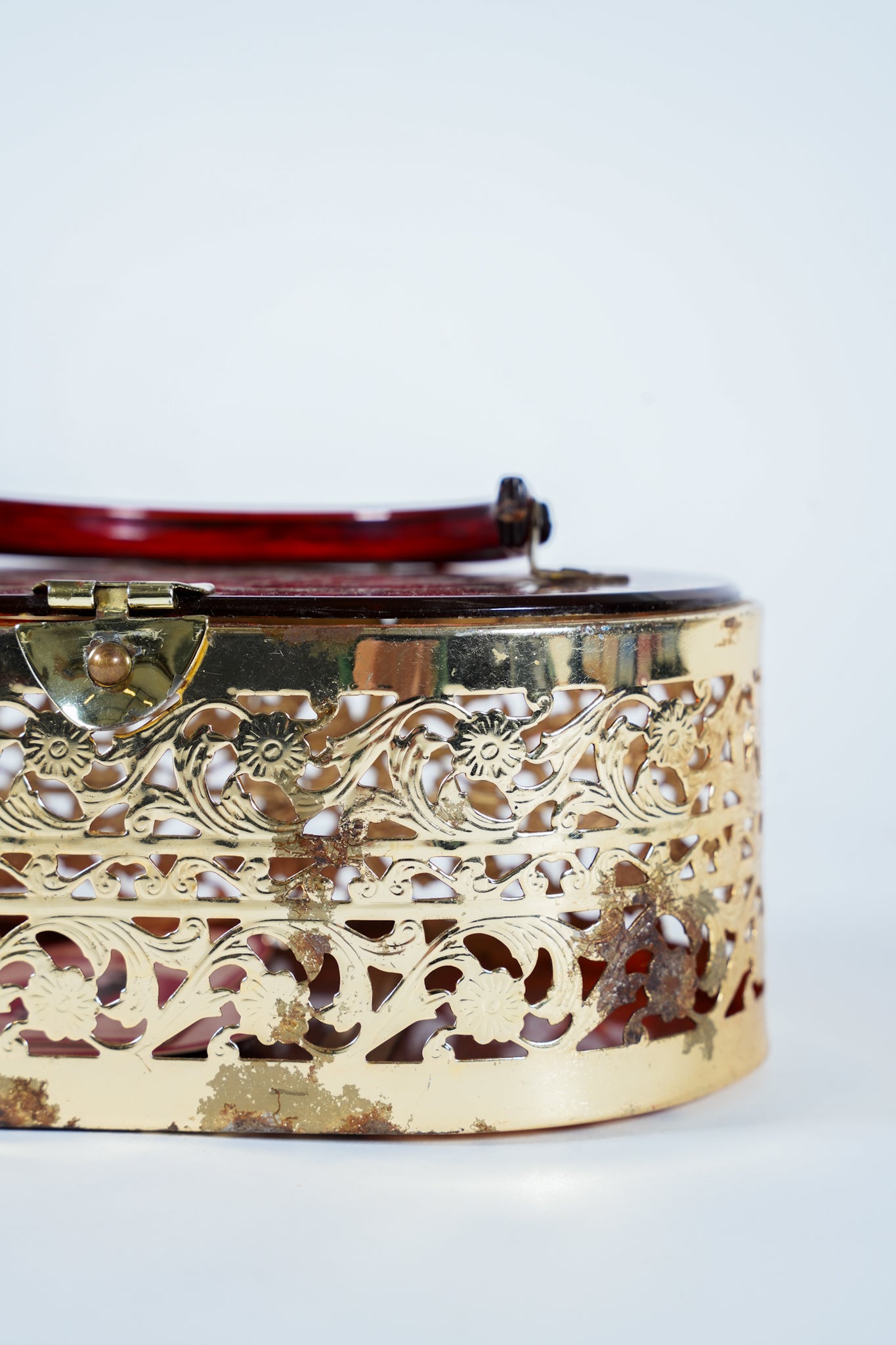 1950s Lucite Engraved Caged Purse