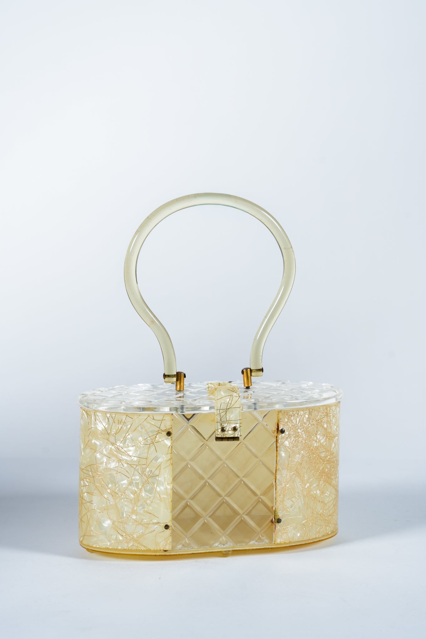 Vintage Cream and Gold Lucite Purse