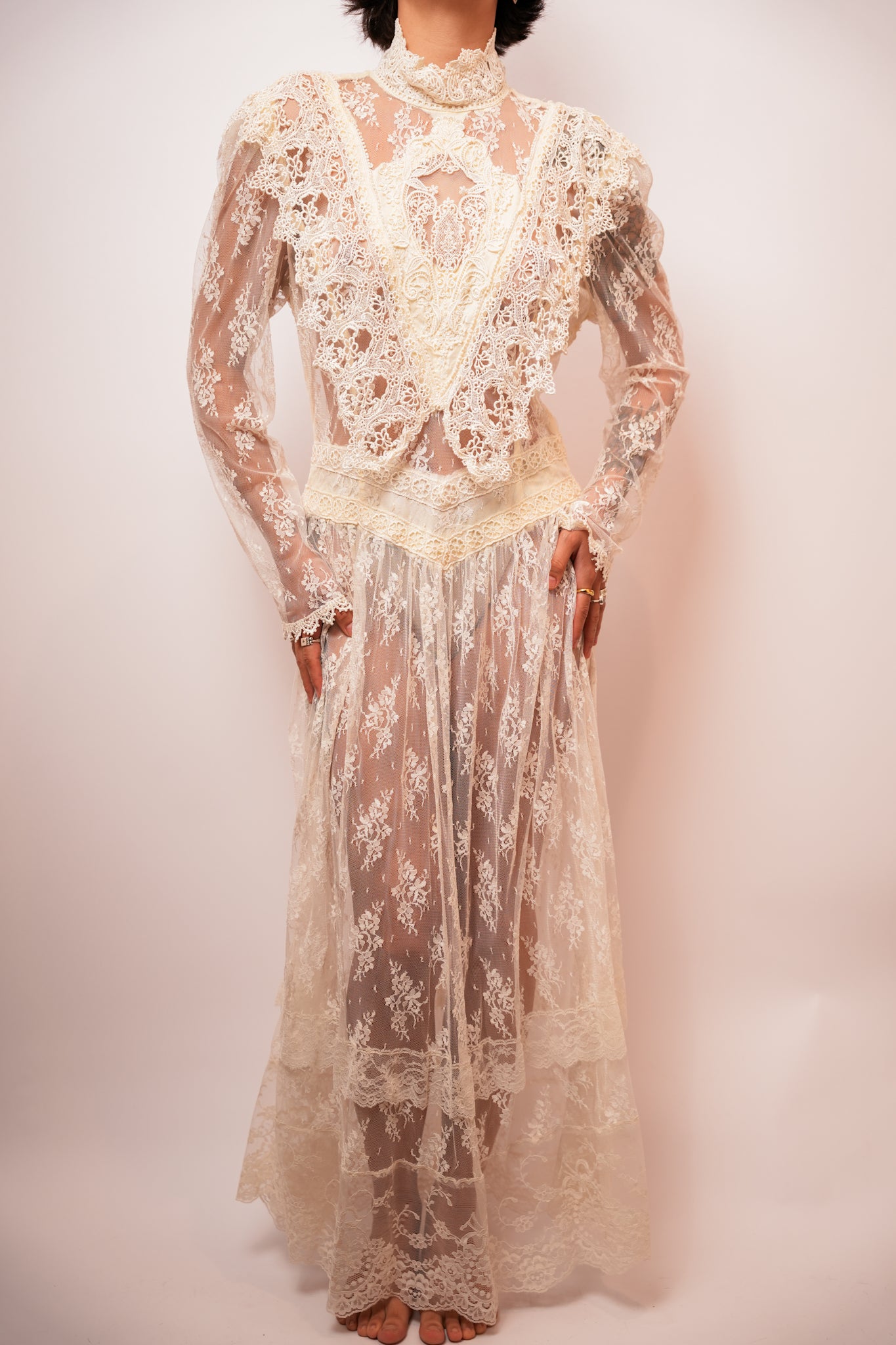 Vintage Lace Layered Bridal Dress