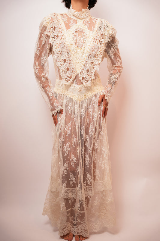 Vintage Lace Layered Bridal Dress