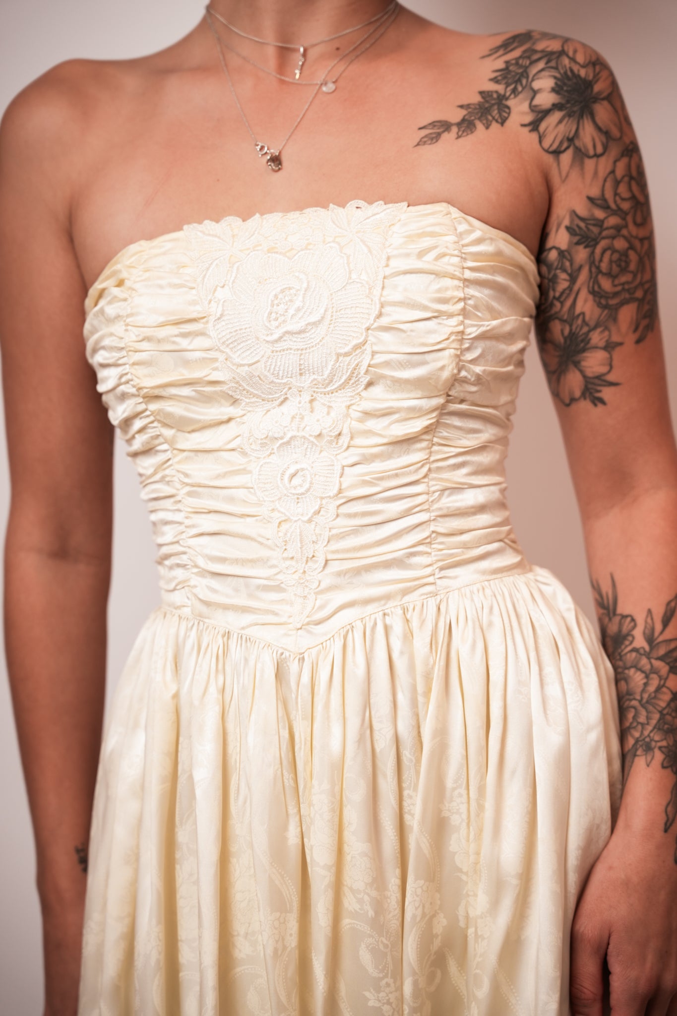 1970s Gunne Sax White Rouched Party Dress