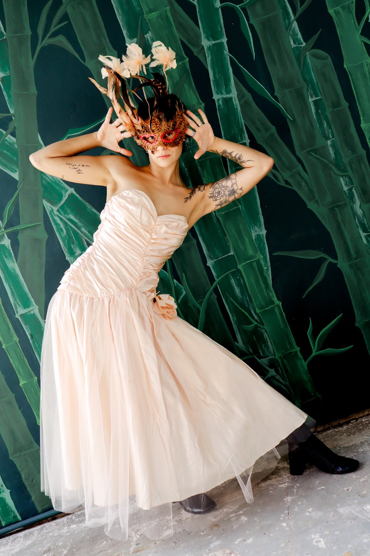 1980's Baby Peach Prom Dress