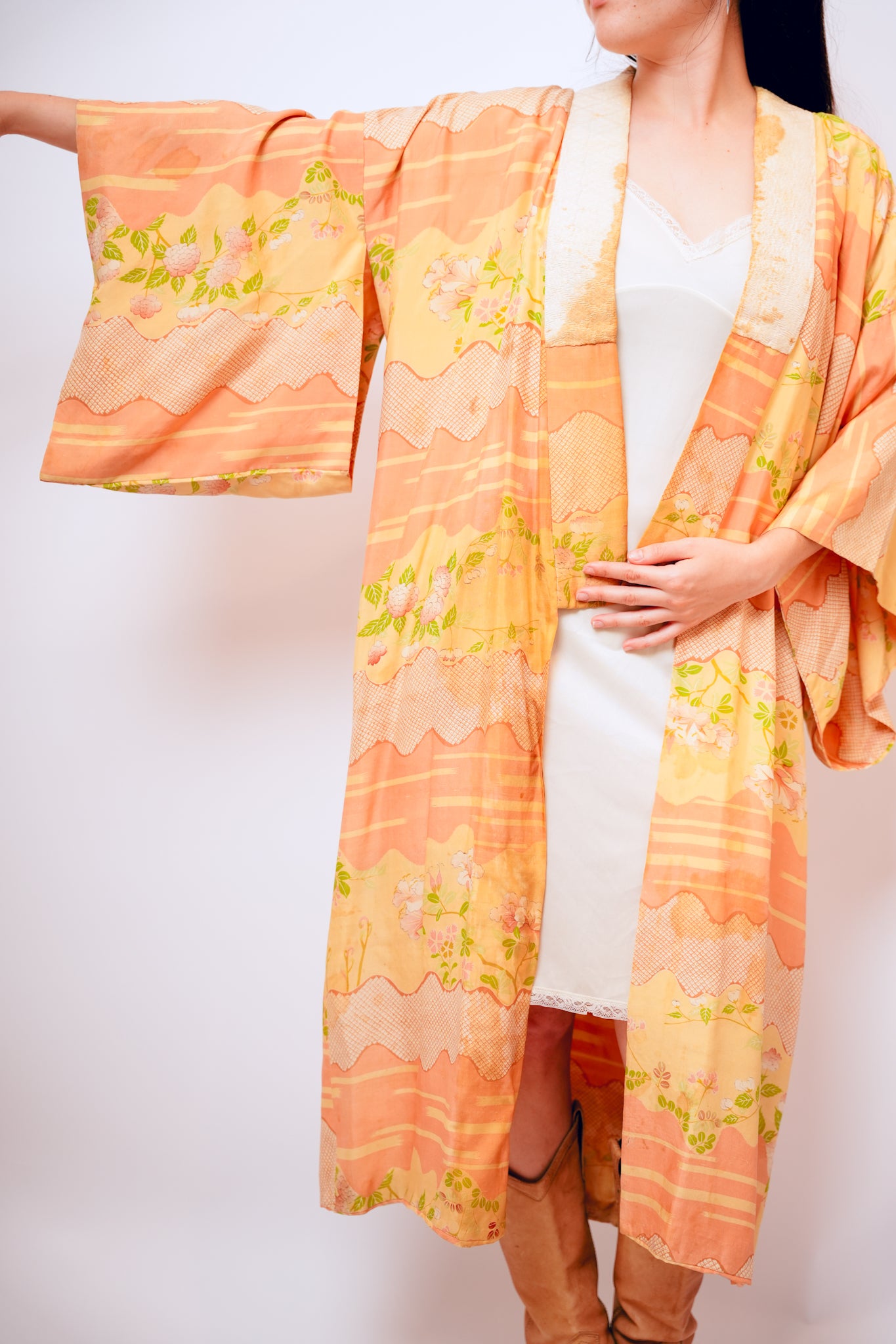 Vintage Earthy Midi Kimono