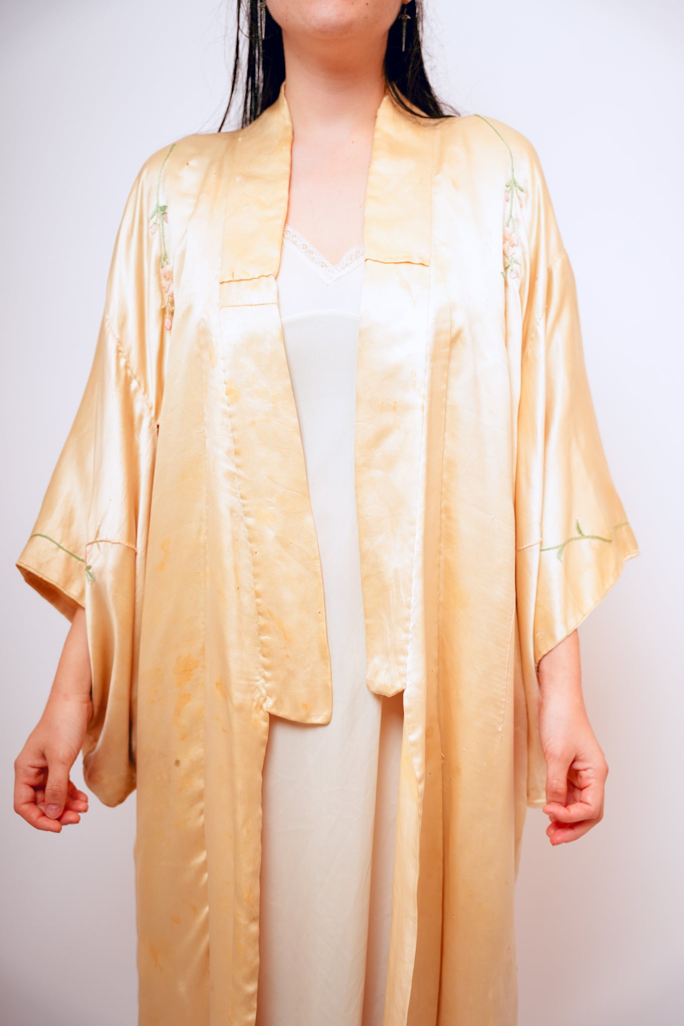 Vintage Beige Silk Kimono
