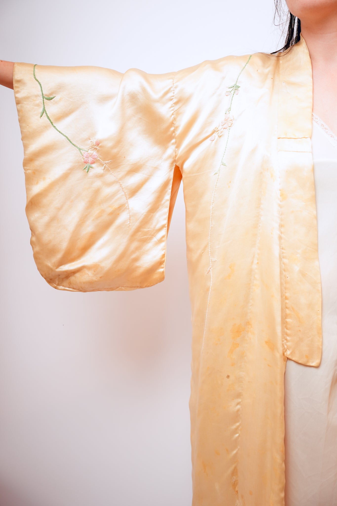 Vintage Beige Silk Kimono