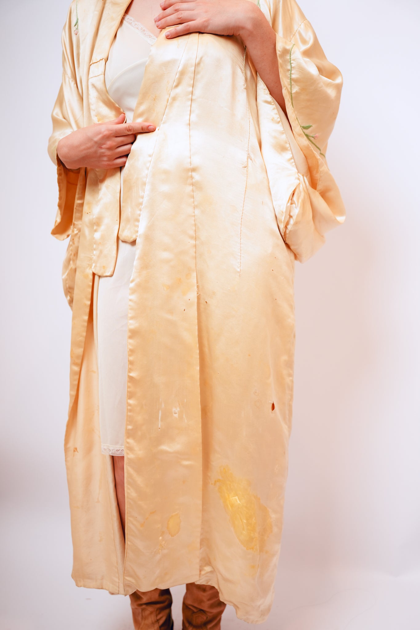 Vintage Beige Silk Kimono