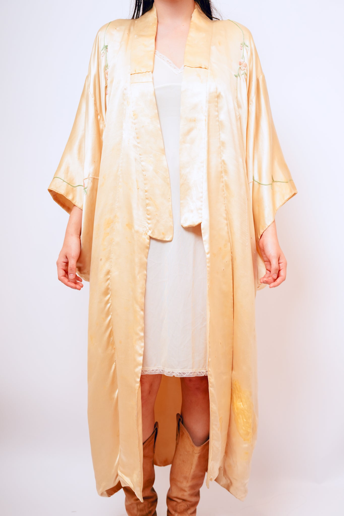 Vintage Beige Silk Kimono