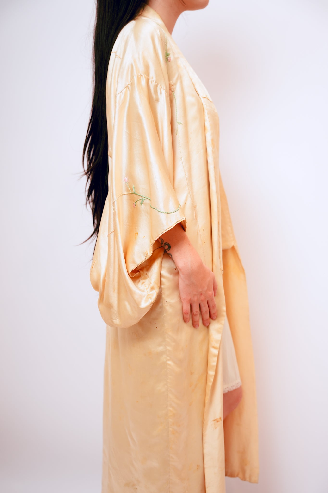 Vintage Beige Silk Kimono