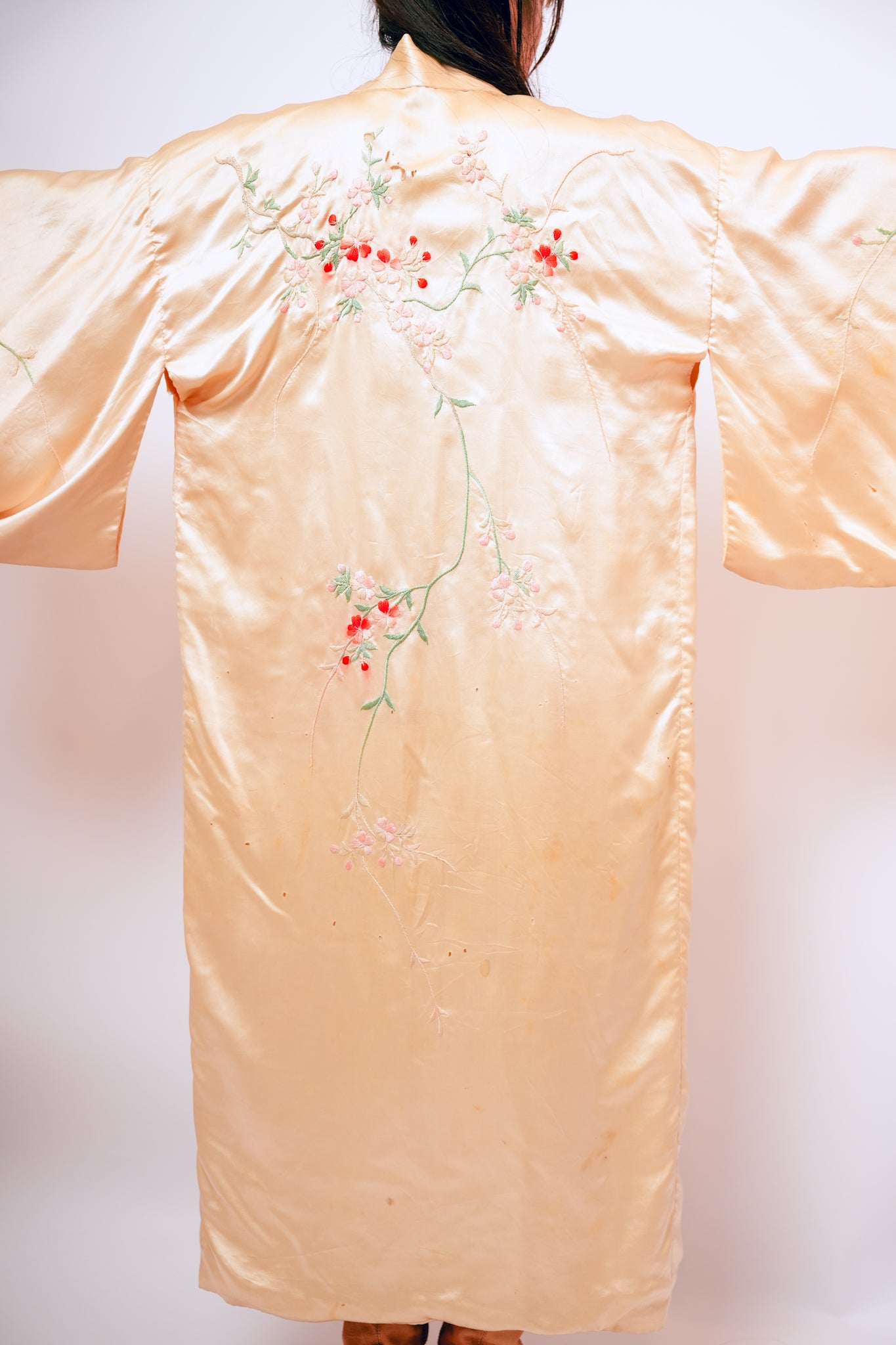 Vintage Beige Silk Kimono