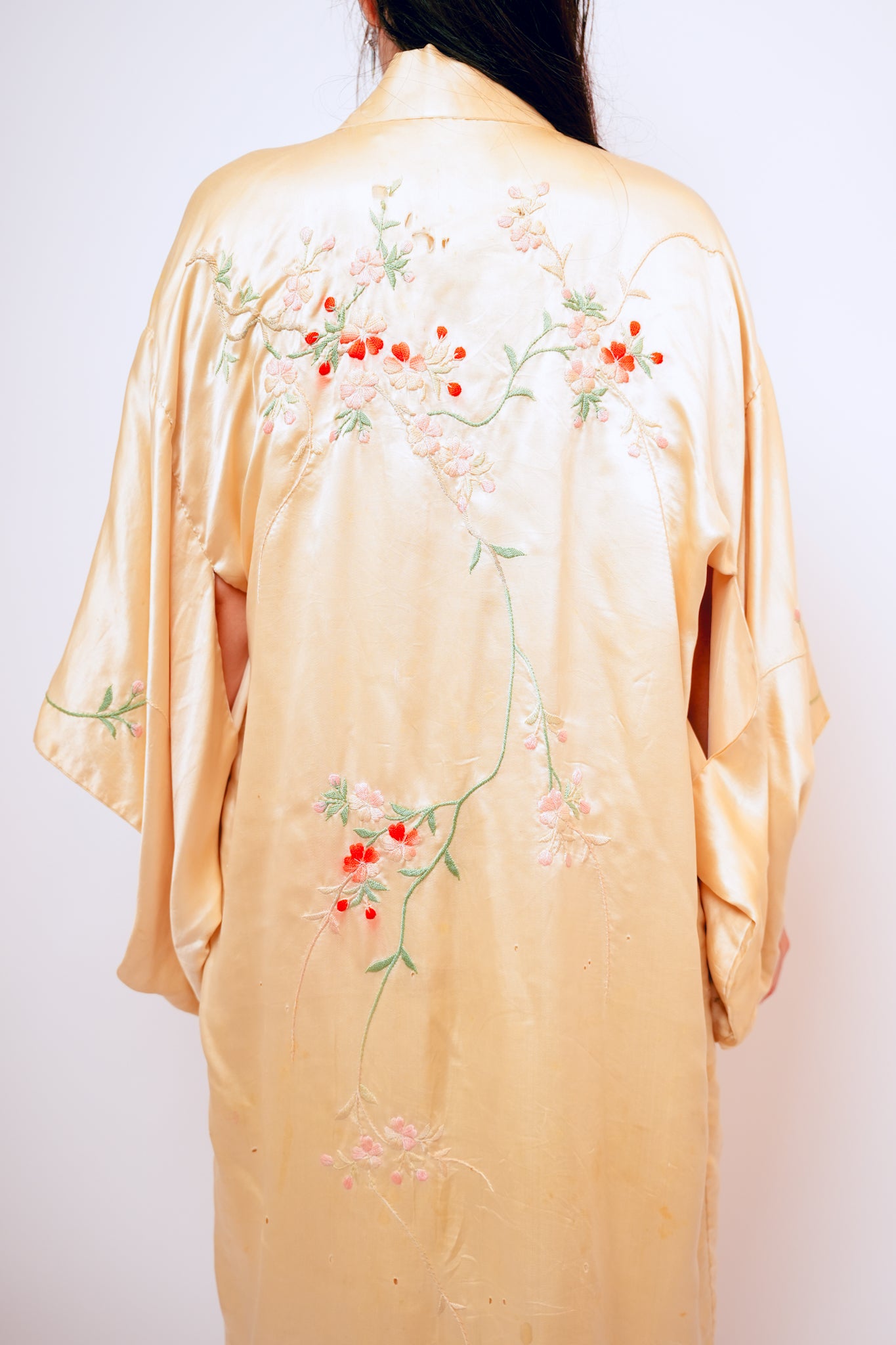 Vintage Beige Silk Kimono