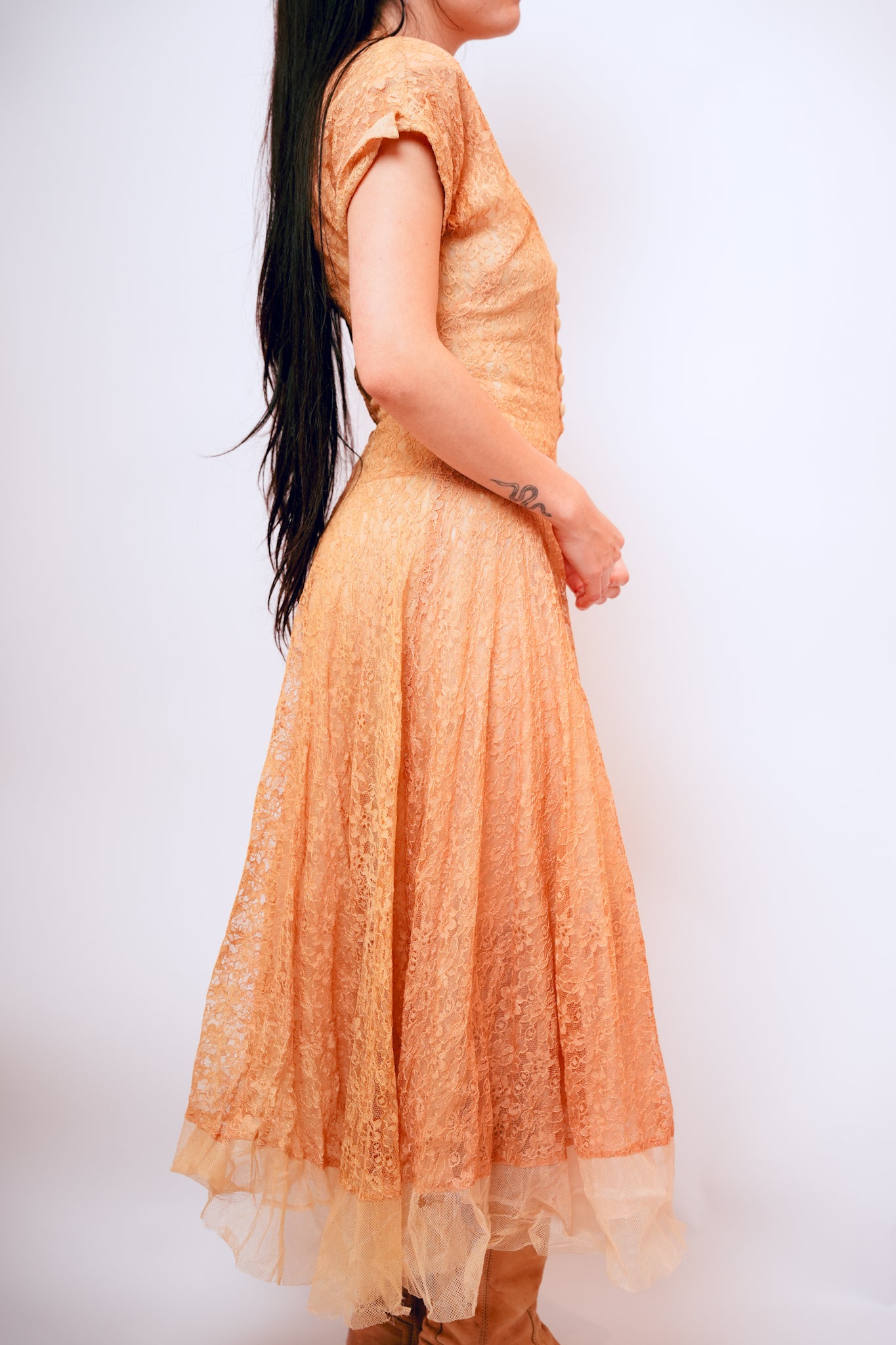 1950s Lace Button Up Dress