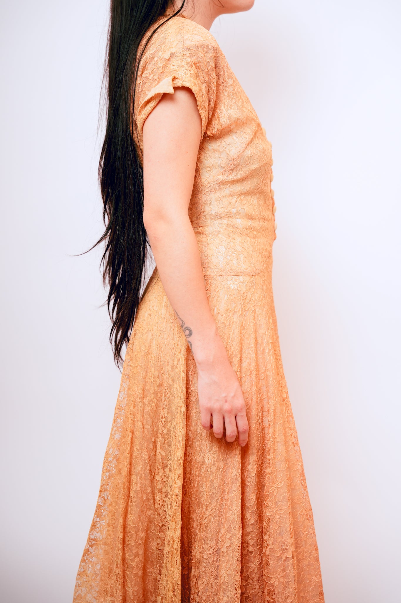 1950s Lace Button Up Dress