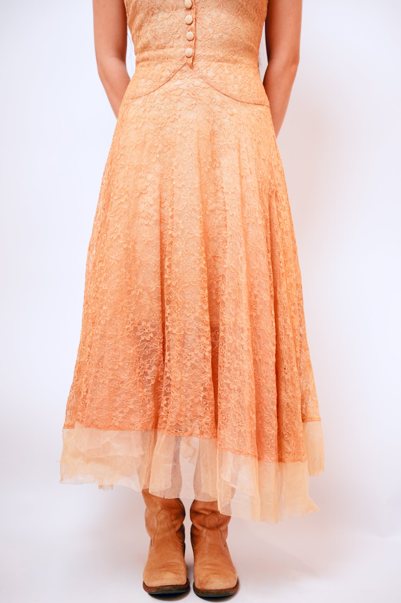 1950s Lace Button Up Dress