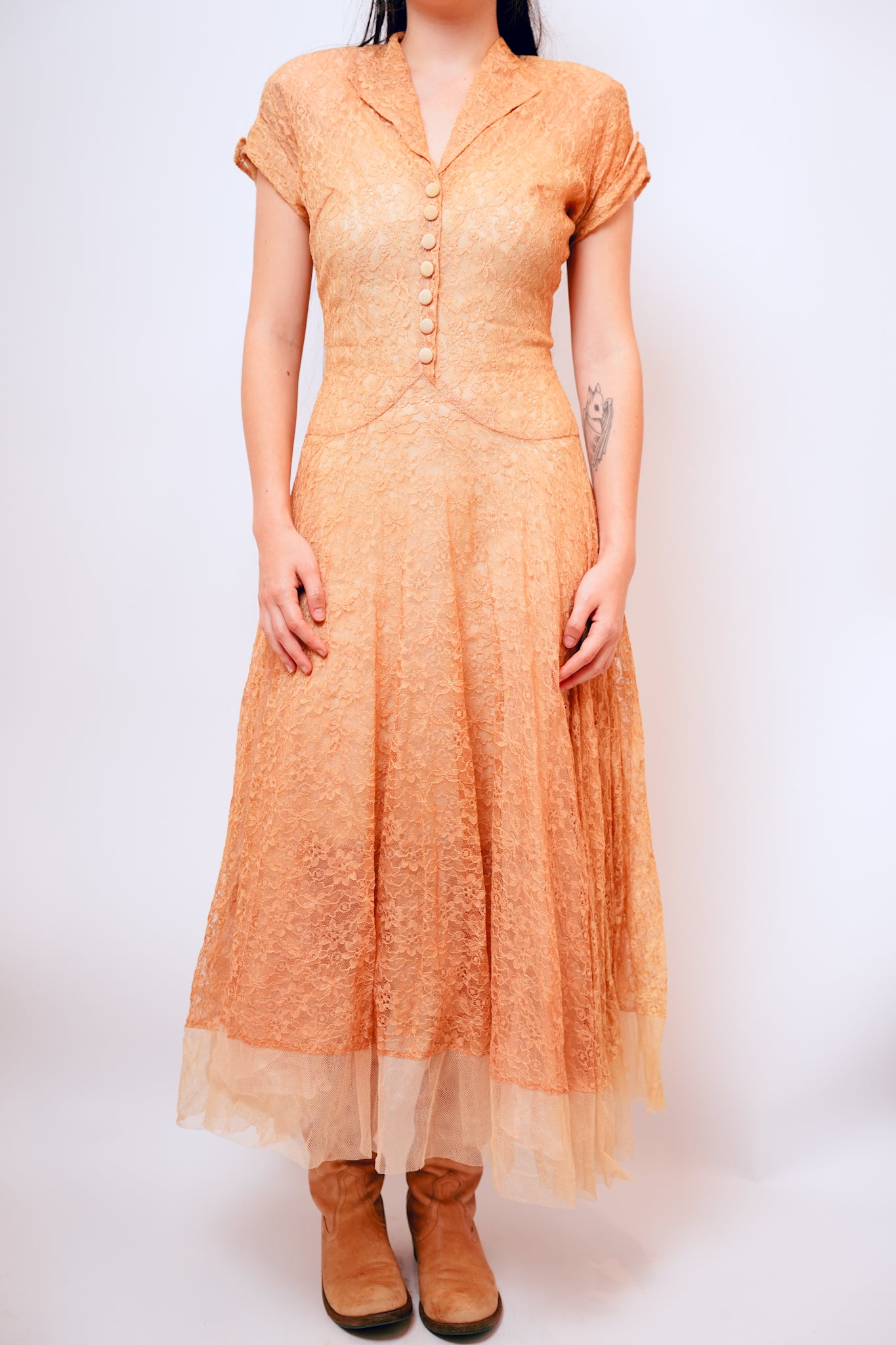 1950s Lace Button Up Dress