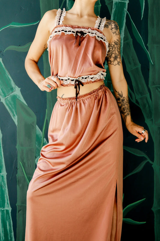 Handmade Brown Satin Set